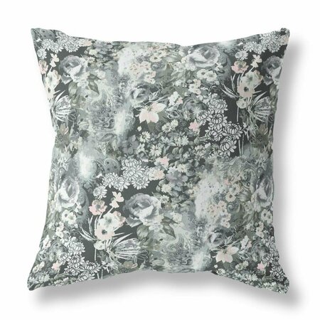 HOMEROOTS 28 in. Gray & White Springtime Indoor & Outdoor Throw Pillow 414564